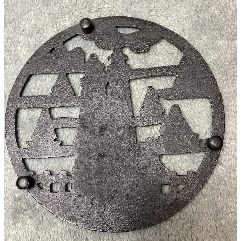 Vintage Lighthouse Sailboat Cast Iron Round Trivet Pot Holder(sold separately)